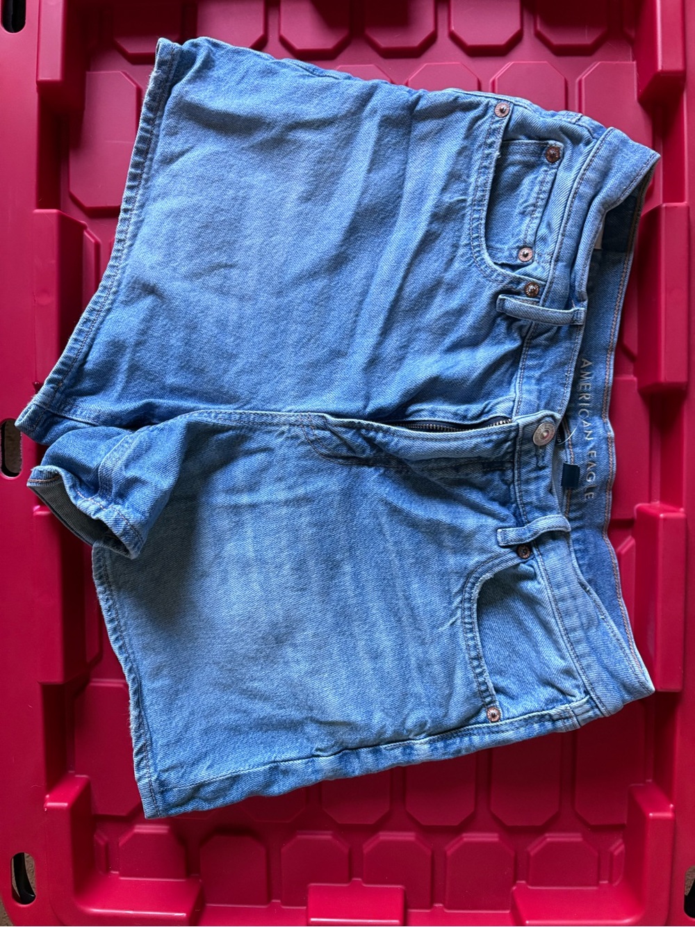 American Eagle Outfitters Women's Light Blue High Waist Denim Shorts